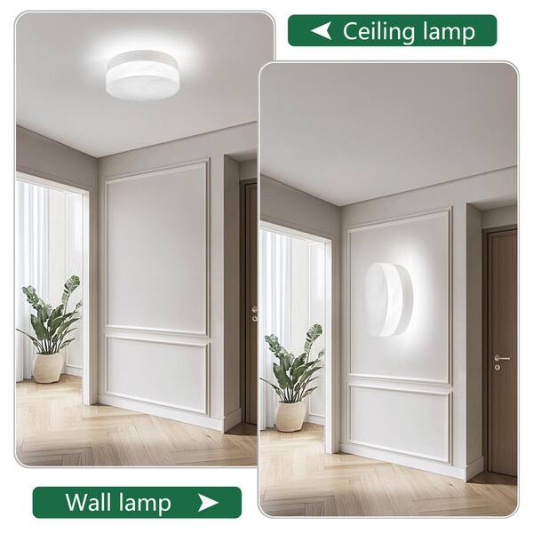 Jushua 12 in. White LED Flush Mount Ceiling Light Round Low