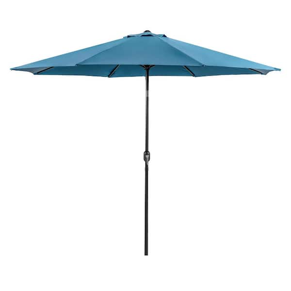 Furniture of America Gadsby 11 ft. Steel Market Tilt Patio Umbrella in Blue With Carrying Bag