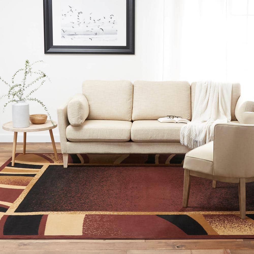 Premium Brown Rectangular Washable Synthetic Area Rug, 7'8"x10'7"