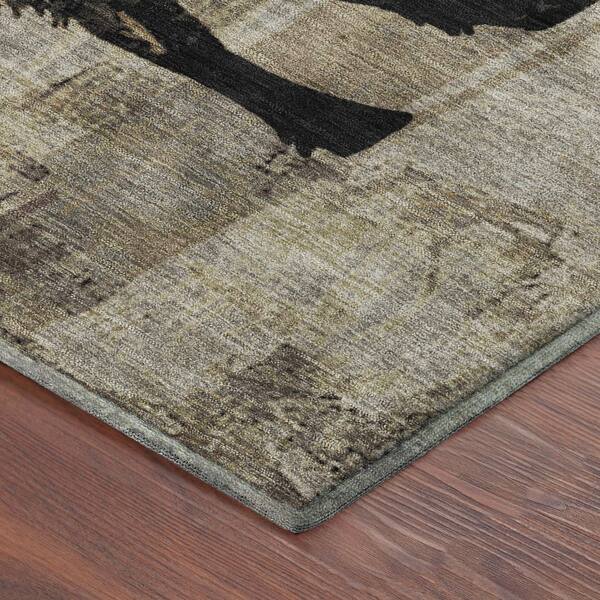 Mayfield Premium Machine Washable Abstract AMF2245 Khaki 10 ft. x 14 ft. Area Rug