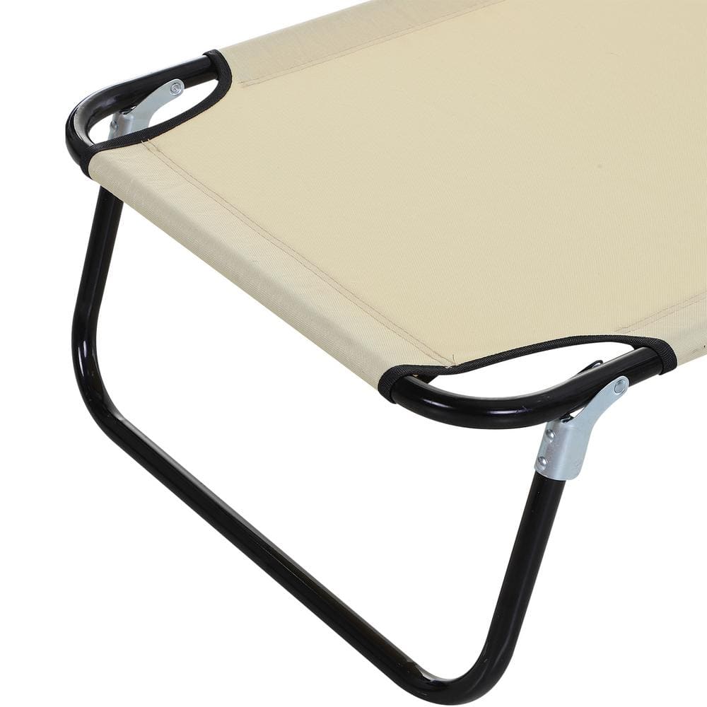 Beige Foldable Outdoor Chaise Lounge Chair with Steel Frame