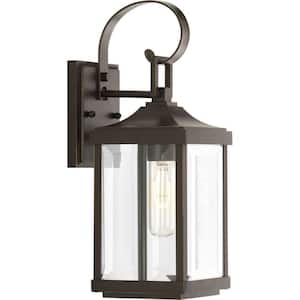 Gibbes Street Collection 1-Light Antique Bronze Clear Beveled Glass New Traditional Outdoor Small Wall Lantern Light