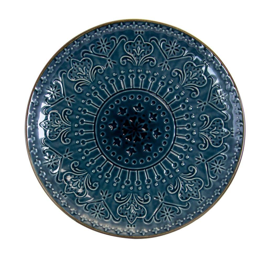 Deep Blue Ceramic Coastal Dinnerware Set, Service for 4