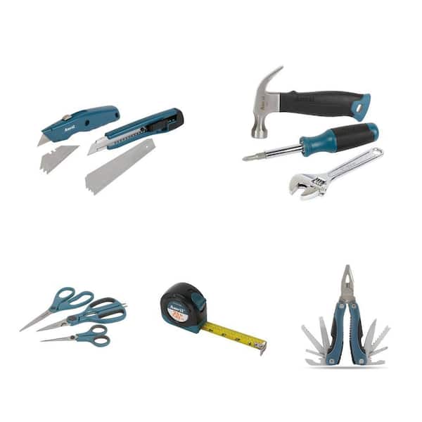 25 ft. Tape Measure, 3-Piece Tool Kit, Scissors Set, 13 in 1 Multi Tool and Utility Knife Set Combo (6-Piece)