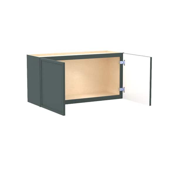Home Decorators Collection Franklin 36 in. W x 12 in. D x 18 in. H Assembled Plywood Wall Bridge Kitchen Cabinet in Verdant Green with Soft Close