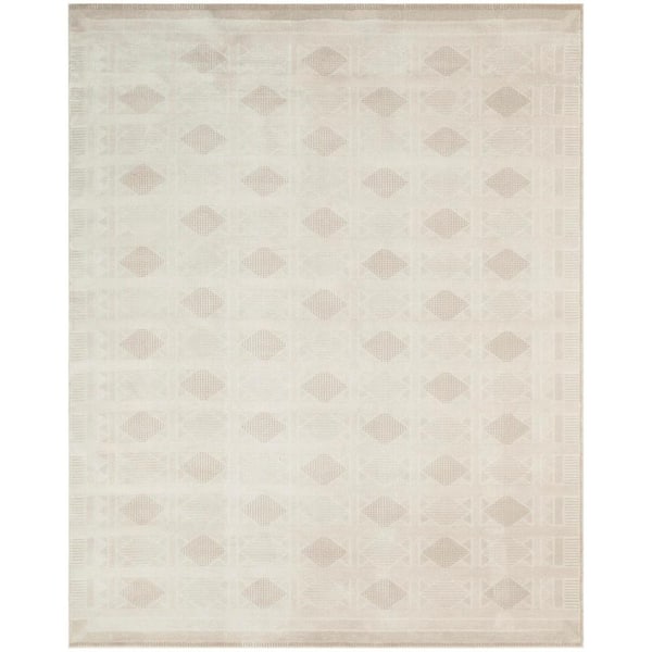 Nourison Nordic Ivory Beige 8 ft. x 10 ft. Geometric Contemporary Area Rug