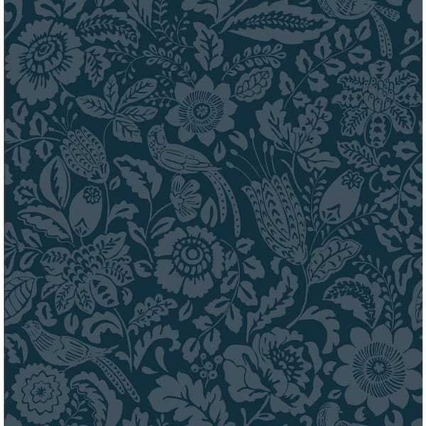 A-Street Prints Marta Navy Floral Trail Wallpaper Sample