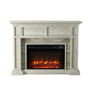 48 in. Freestanding Electric Fireplace in Light Gray