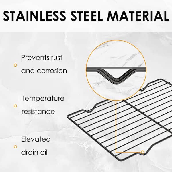 2 Pack Stainless Steel Baking Cooling Rack Silver Mesh Design Features for Roasting Grilling Cookies Muffins