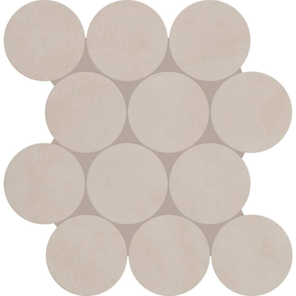 Indoterra Natural 3-1/4 in. x 3-1/4 in. Matte Porcelain Concrete Look Circle Mosaic Tile Sample price history on PriceWatchPro