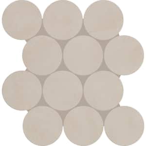 Indoterra Natural 13 in. x 13 in. Matte Porcelain Concrete Look Circle Mosaic Tile (4.79 sq. ft./Case)