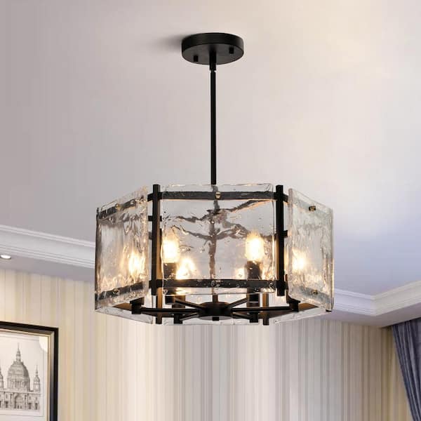 St Louis 6 -Light Black Unique Drum Chandelier