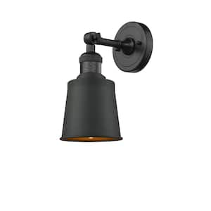 Franklin Restoration Addison 5 in. 1-Light Matte Black Wall Sconce with Matte Black Metal Shade