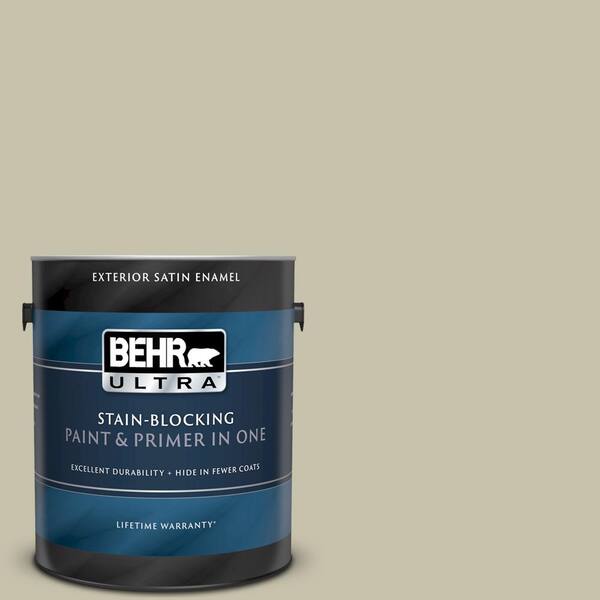 BEHR ULTRA 1 gal. #UL200-15 Organic Field Satin Enamel Exterior Paint and Primer in One
