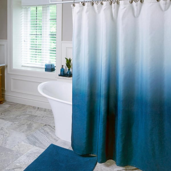Ombre 72 In Teal Shower Curtain, Teal Grey White Shower Curtains
