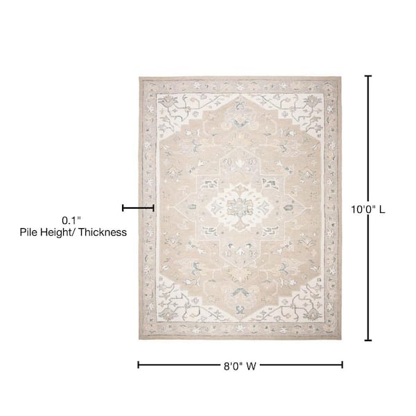 SAFAVIEH Micro-Loop Light Gray/Ivory 8 ft. x 10 ft. Medallion