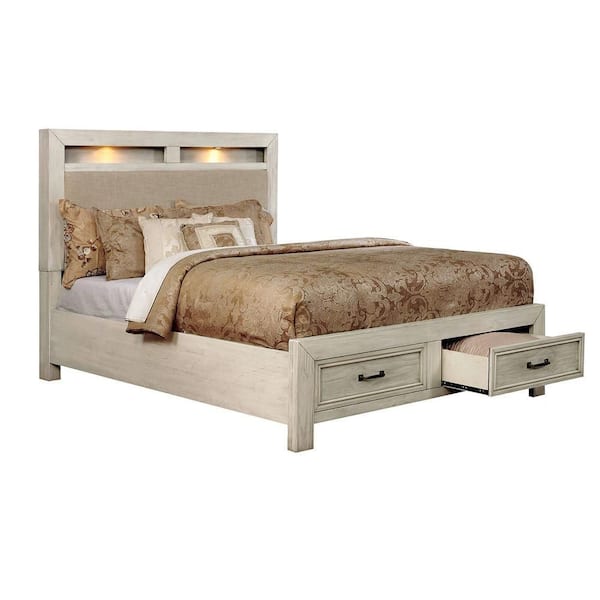 Unbranded Hary White Wood Frame California King Platform Bed