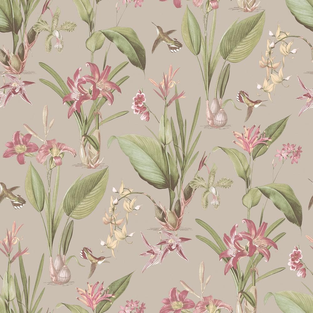 Secret Garden Taupe and Bright Beautiful Botantical Non-Woven Paper Non-Pas