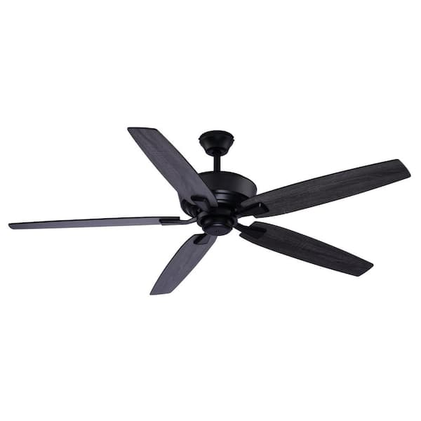 Fircrest 60 in. Matte Black Downrod Mount Ceiling Fan with LED Light Kit and Remote Control Included, DC Motor