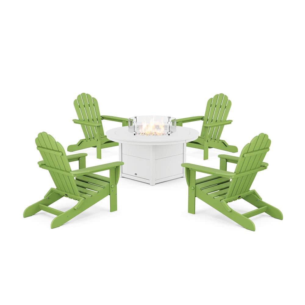 Monterey Bay 5-Pieces Plastic Folding Adirondack Patio Fire Pit Set in Lime price history on PriceWatchPro