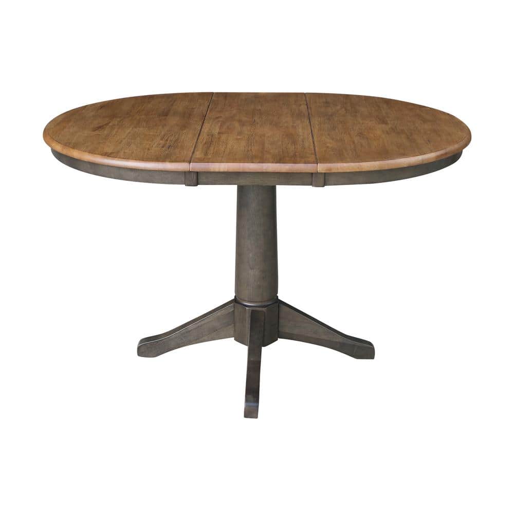 Hickory Top Extendable Round Dining Table in Washed Coal