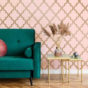 Marrakesh Pink & Gold Peel and Stick Wallpaper (Covers 28 sq. ft.)