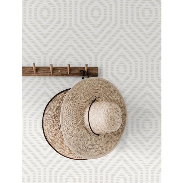 56 sq. ft. Fog Grey Hexagon Geometric Unpasted Paper Wallpaper Roll