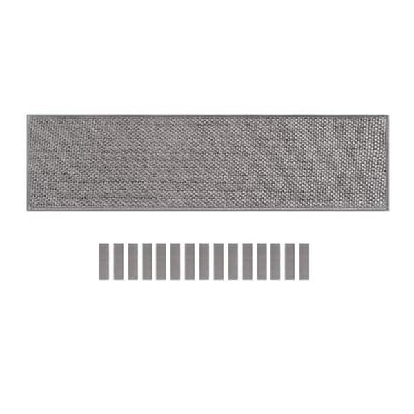 Unbranded Grey 8 in. x 30 in. Rubber Stair Tread Cover (Set of 15)