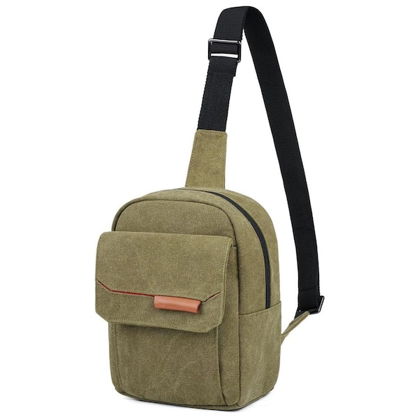 Small Crossbody Camera Bag Waterproof Canvas Shoulder Case Sling for Mirrorless DSLR SLR in Khaki