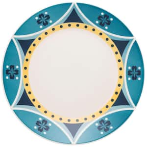 10.24 in. Actual Yellow and Blue Dinner Plates (Set of 12)