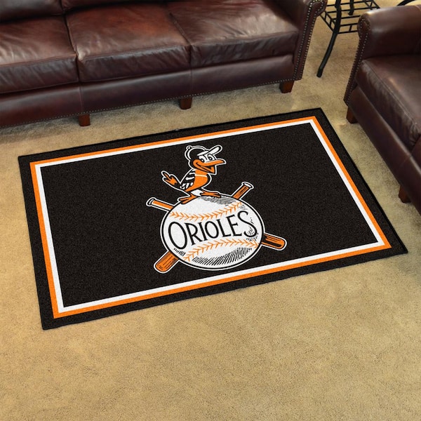 Baltimore Orioles Black 4 ft. x 6 ft. Plush Area Rug