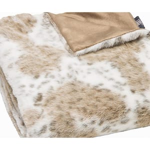 Charlie Brown and White Woven Look Faux Fur Throw Blanket