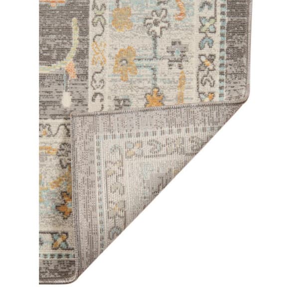 Gray, Orange 2 ft. x 3 ft. Loomed Floral Polypropylene Rectangle Indoor/Outdoor Area Rug