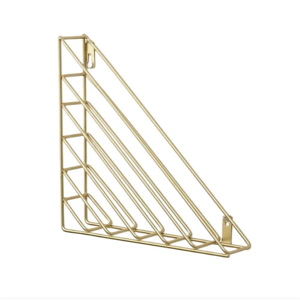 4-Pack Gold 9 in. x 9 in. Metal Wall Mounted Magazine Rack