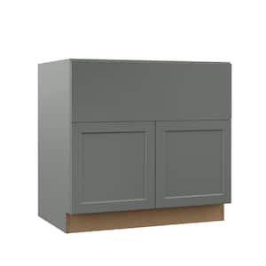 Designer Series Melvern Storm Gray Shaker Assembled Farmhouse Apron Front Sink Base Kitchen Cabinet (36x34x23.75 in.)