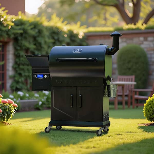 697 sq. in Pellet Grill in Black with Latest PID 3.0 Controller and Cabinet