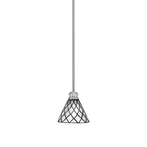Unbranded Albany 60-Watt 1-Light Brushed Nickel Pendant Mini Pendant Light Diamond Ice Art Glass and Light Bulb Not Included