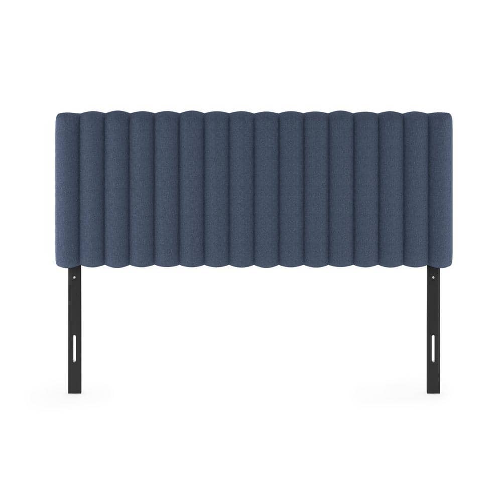 Denim Upholstered Tufted Full Headboard with Black Legs