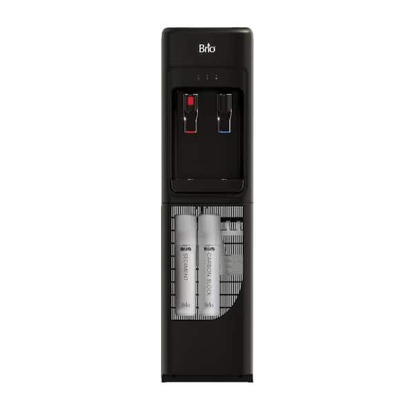 Brio Bottle less Water Dispenser with 2-Stage Filtration, Self-Cleaning, Paddle Dispensing, Hot & Cold, Black
