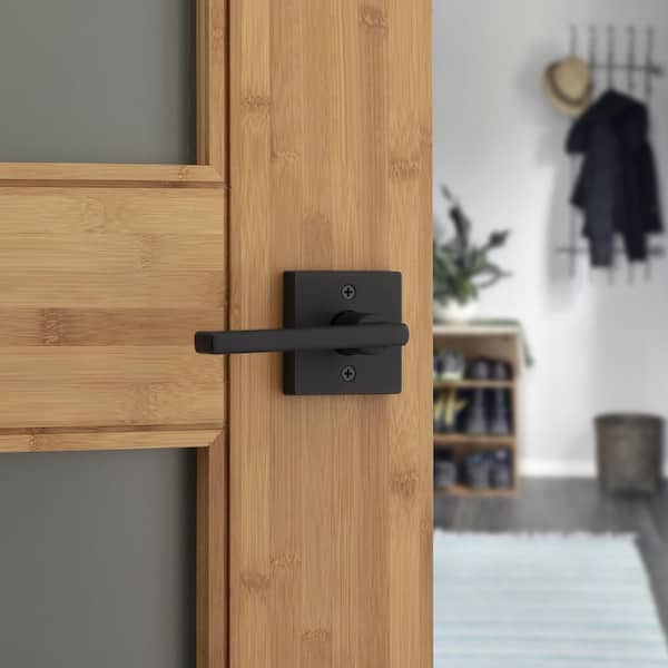 Kwikset Halifax Square Matte Black Half-Dummy Door Handle 788HFL