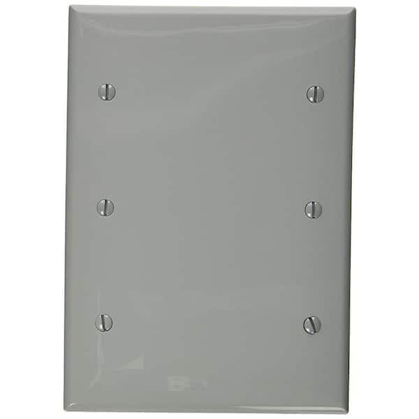 Leviton Gray 3-Gang Blank Plate Wall Plate (1-Pack)