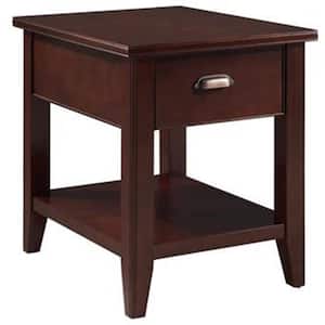 Laurent 16 in. W x 24 in. D Chocolate Cherry Rectangle Wood Narrow End/Side Table with One Drawer and Shelf