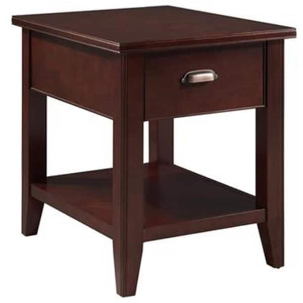 Leick Home Laurent 16 in. W x 24 in. D Chocolate Cherry Rectangle Wood Narrow End/Side Table with One Drawer and Shelf