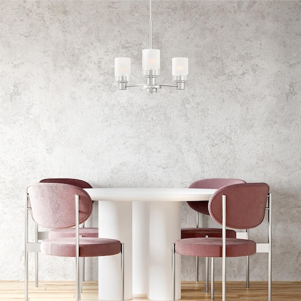 Designers Fountain - Cedar Lane 3 -Light Brushed Nickel Chandelier with Clear Etched Glass Shades