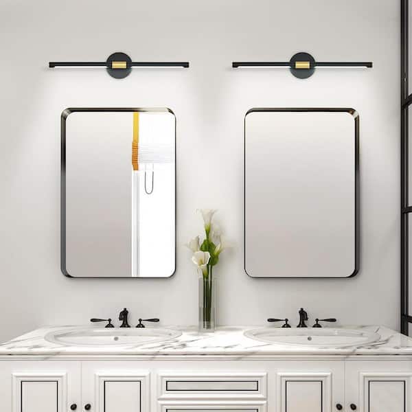 Nafissa 23.78 in. Black and Gold LED Vanity Light Bar with 6000K White Light, 15W for Bathroom Living Room Bedroom