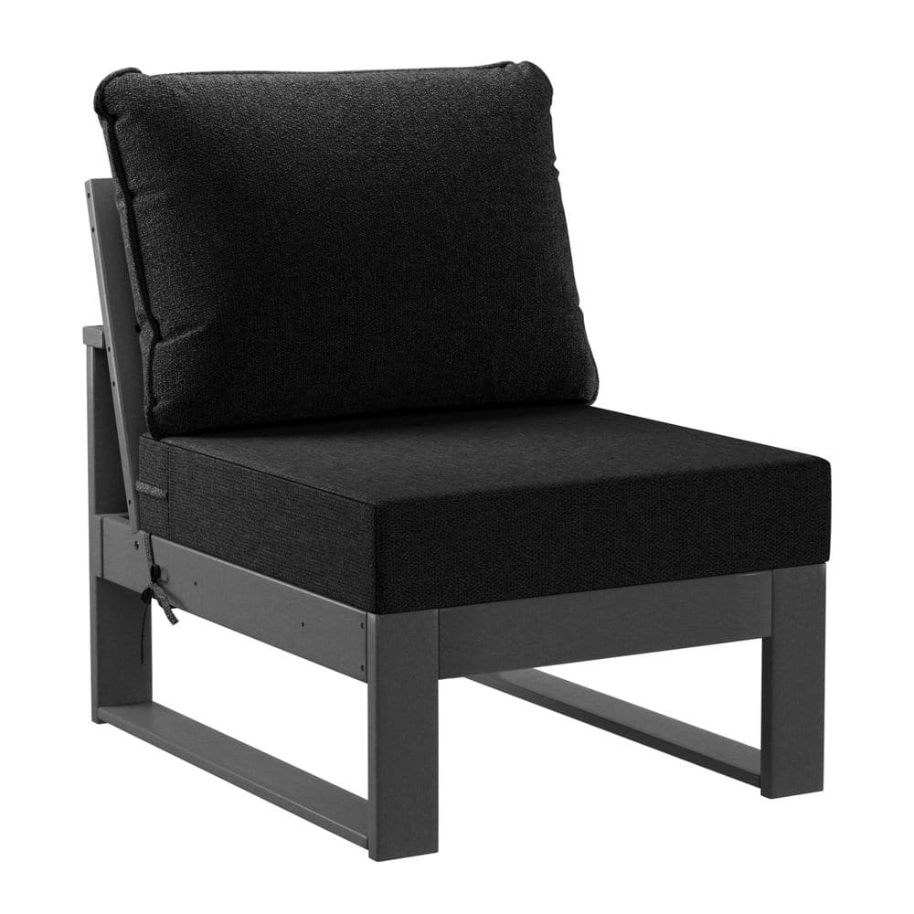 Endless Outdoor Patio Deep Seating Armless Chair with Gray Plastic Frame and Black Side Tie Cushions price history on PriceWatchPro