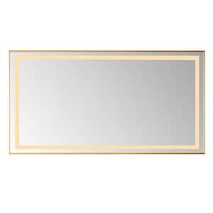 Teruel 60 in. W x 32 in. H Large Rectangular Aluminum Framed LED Wall Bathroom Vanity Mirror in Brushed Gold