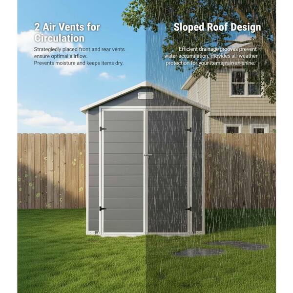 Zeus & Ruta 6 ft. W x 4 ft. Gray Outdoor Plastic Resin Storage