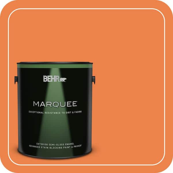 BEHR MARQUEE 1 gal. #240B-6 Orange Zest Semi-Gloss Enamel Exterior Paint & Primer