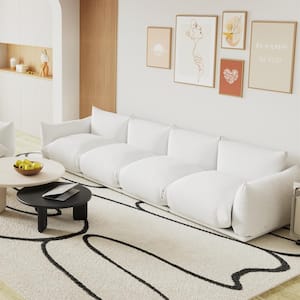165 in. Minimalist Armless Frosted Velvet Curved 5-Seats Lazy Sofa Leisure Room Furniture Couch for Apartment in. Beige